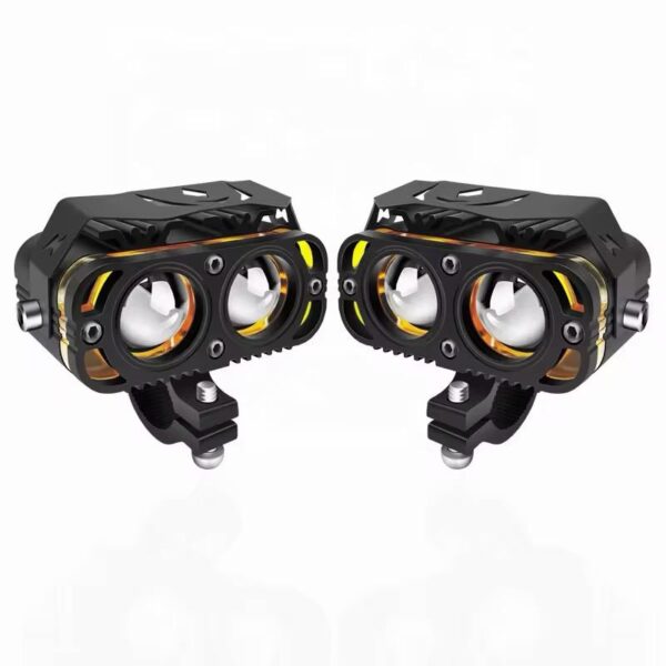 Super High Bright Mini Fog Light ? Dual Lens Projector Light for Motorcycles, Bikes, and Cars, White & Yellow Colors (Pack of 1 with Switch)