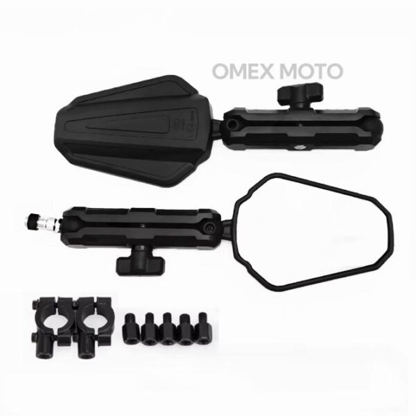 Black Adventure Motorcycle Mirrors, Adjustable MotorBike Side Mirror with 7/8" Handlebar Mount 8mm 10mm Screws Fit for Motorcycle Scooter Comfortable With CB-R 150